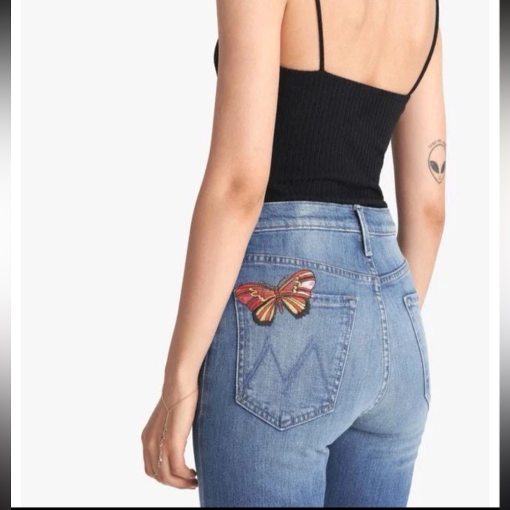 Mother Denim The Tripper High Rise Crop Flare Wander Dust Butterfly Women 23